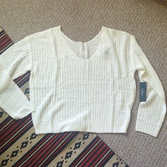 Lulu's White Born To Fly Knit Sweater Size XL - Picture 3 of 9